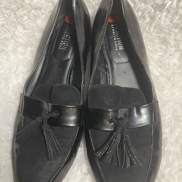 Kenneth Cole Reaction synthetic patent & suede loafers tassel accent SZ9.5 - Picture 9 of 11